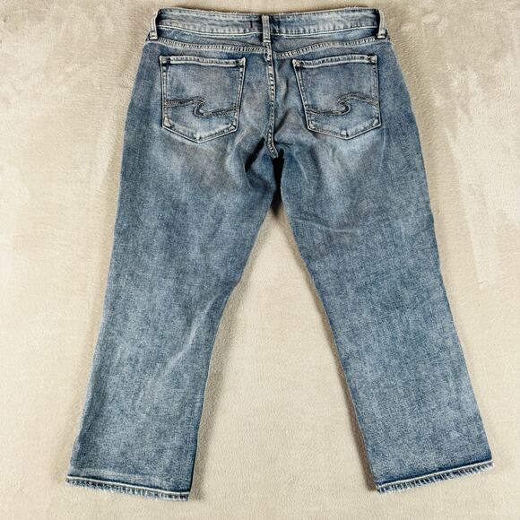 Silver Jeans Women's 30 Light Wash Faded Blue Denim Suki Capri Mid Rise Stretch - Picture 8 of 13